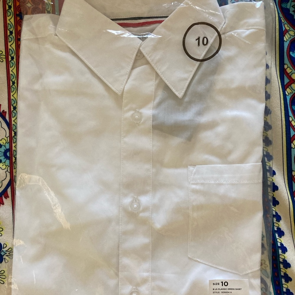 Boys size 10 white button down